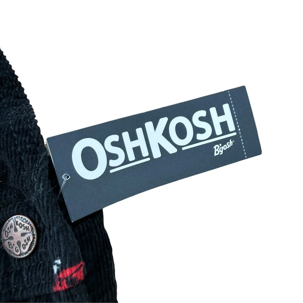 NWT OshKosh Bgosh Vestbak Corduroy Train Embroidered Overalls 24M Black